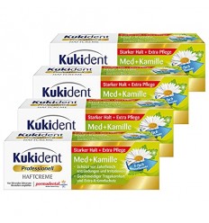 PACK AHORRO KUKIDENT MANZANILLA CREMA ADHESIVA DENTADURAS FIJACION FUERTE 4 x 50 g