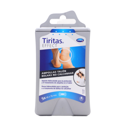 Tiritas Hartmann Effect Ampollas Talón 5 apósitos hidrocoloide autoadhesivos con barrera antibacteriana 45 x 76 mm