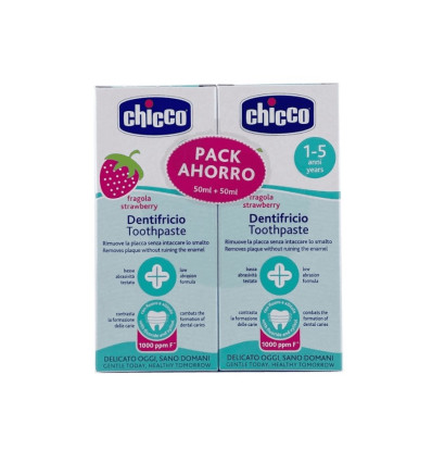 CHICCO DENTÍFRICO INFANTIL PACK 2 X 50 ml EDAD DE 1 a 5 AÑOS