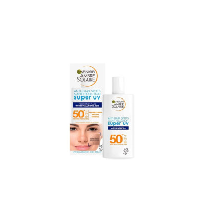 GARNIER SUPER UV PROTECTOR FACIAL SPF 50 ANTIMANCHAS Y ANTIPOLUCIÓN 40 ml