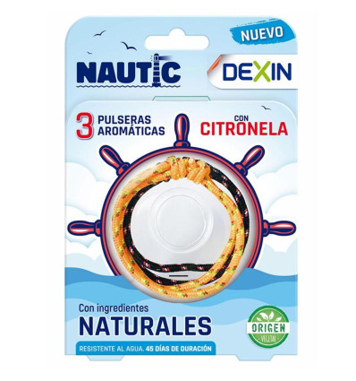 DEXIN PULSERAS ANTIMOSQUITOS CON CITRONELA RESISTENTE AL AGUA PACK NAUTIC 3 PULSERAS DE CUERDA