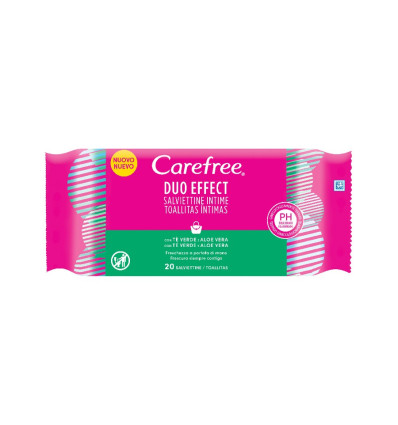 CAREFREE DUO EFFECT 20 TOALLITAS INTIMAS