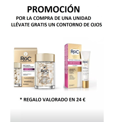 ROC RETINOL CORREXION SERUM DE NOCHE 30 CÁPSULAS 10.5 ml con REGALO de CONTORNO DE OJOS ROC 15 ml